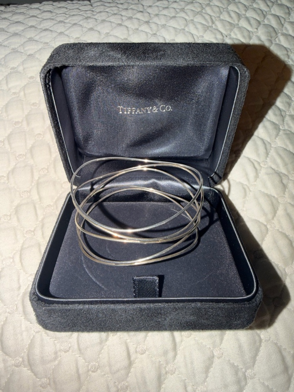 Tiffany & Co. Silver Elsa Peretti Wave 5 row Bangle Bracelet